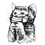 Illustration Of Cat With Mask Hand Drawn Stock Photo