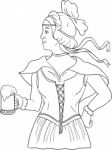 German Barmaid Serving Beer Drawing Stock Photo