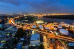 Bangkok Cityscape With Curve Line Stock Photo