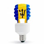 Flag Of Barbados On Bulb Stock Photo