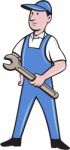 Repairman Holding Spanner Cartoon Stock Photo