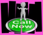 Call Now Pressed Shows Customer Support Helpline Stock Photo