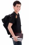 Teenage Student With Books Stock Photo