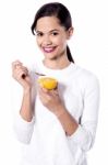 I Love To Eat Orange! Stock Photo