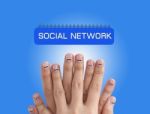 Social Network With Finger Group Stock Photo