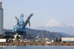 Crane And Mt. Fuji Stock Photo