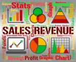 Sales Revenue Represents Profits Rebate And Save Stock Photo