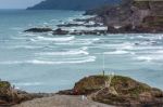 Bude, Cornwall/uk - August 15 : Rocky Coastline At Bude In Cornw Stock Photo