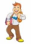 Child Going To School With His Backpack Stock Photo