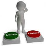 United Divided Buttons Shows Togetherness Stock Photo