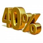 3d Gold 40 Forty Percent Discount Sign Stock Photo