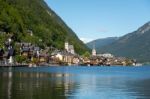 View Of Hallstatt From Hallstatt Lake Stock Photo