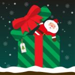 Cute Fat Big Santa Claus Come Out Of Gift Box Stock Photo