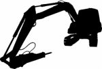 Mechanical Digger Excavator Silhouette Stock Photo