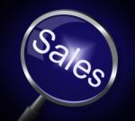 Sales Magnifier Indicates E-commerce Retail And Magnify Stock Photo