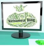 Vietnamese Dong Means Foreign Exchange And Banknotes Stock Photo