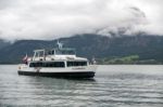 Tourists Enjoying A Trip On Wolfgang Lake Stock Photo