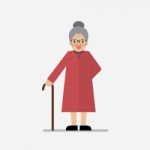 Grandma Standing Full Length Smiling Stock Photo