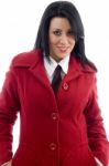 Businesswoman wearing overcoat Stock Photo