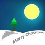 Moon And Tree Merry Christmas Stock Photo