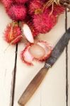 Fresh Rambutan Fruits Stock Photo