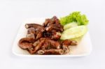 Grilled Pork Chitterlings Stock Photo