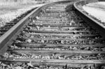 Beautiful Black And White Image With The Railroad Stock Photo