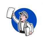 Newsboy Selling Newspaper Circle Cartoon Stock Photo