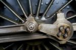 Close-up View Of An Old Steam Train Wheel At Sheffield Park Stock Photo