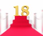 Golden Eighteen On Red Carpet Displays Celebrity Eighteenth Birt Stock Photo