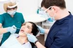 Young Woman Undergoing A Dental Check Stock Photo