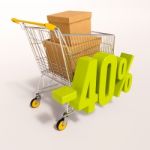 Shopping Cart And 40 Percent Stock Photo