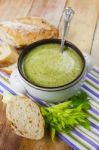 Homemade Cream Of Broccoli Soup Stock Photo