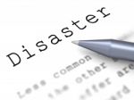 Disaster Word Means Emergency Calamity And Crisis Stock Photo