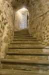 Hidden Passage In A Medieval Castle Stock Photo