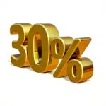 3d Gold 30 Thirty Percent Discount Sign Stock Photo