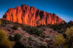 Glowing Rockface At Sunset In Zion National Park Stock Photo