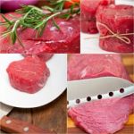 Different Raw Beef Cuts Collage Stock Photo