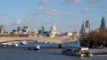 View Along The River Thames Towards St Paul's Cathedral Stock Photo