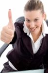 Woman With Thumbs Up Stock Photo