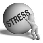 Stress Uphill Character Shows Tension And Pressure Stock Photo