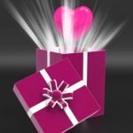 Heart Giftbox Means Valentines Day And Affection Stock Photo