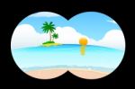 Sea Beach In Binocular View Stock Photo