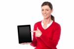 Check Out New Generation Touch Pad Device Stock Photo