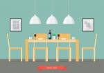 Flat Design Interior Dining Room Stock Photo