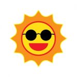 Sun Smile With Sunglasses On White Background Stock Photo