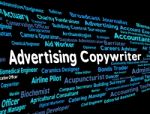 Advertising Copywriter Indicates Promotional Advertise And Writi Stock Photo