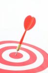 Dart On Center Of Target Stock Photo