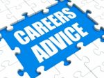 Careers Advice Puzzle Shows Employment Guidance Advising And Ass Stock Photo