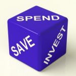 Save Spend Invest Dice Stock Photo